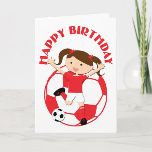 Soccer Girl 1 and Ball Red and White Card