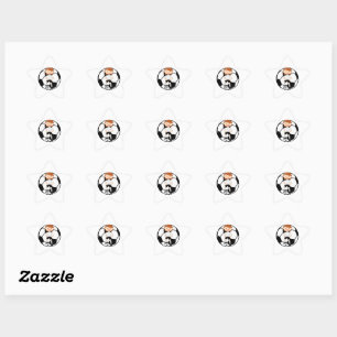 Soccer Girl 3 and Ball Black and White Star Sticker