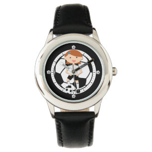 Soccer Girl 3 and Ball Black and White Watch