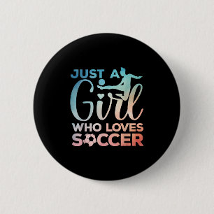 Soccer Girl Art For Girls Kids Toddler Women Socce 2 Inch Round Button