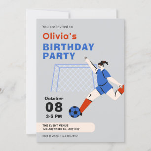Soccer girl birthday invitation