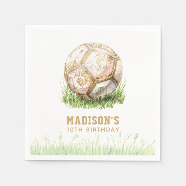 Soccer Girl Birthday Personalized Napkin (Front)