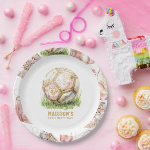 Soccer Girl Birthday Personalized Paper Plate