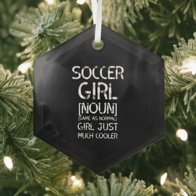 Soccer  girl cool glass ornament (Insitu)
