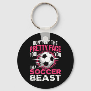 Soccer Girl Cute Groovy Soccer Lover Women Girls K Keychain