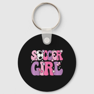 Soccer Girl Cute Groovy Soccer Lover Women Girls K Keychain