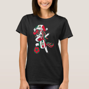 Soccer Girl Dabbing Unicorn Christmas Hat Mexico F T-Shirt