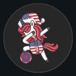 Soccer Girl Dabbing Unicorn Christmas Hat United S Classic Round Sticker<br><div class="desc">Soccer Girl Dabbing Unicorn Christmas Hat United States Foot</div>