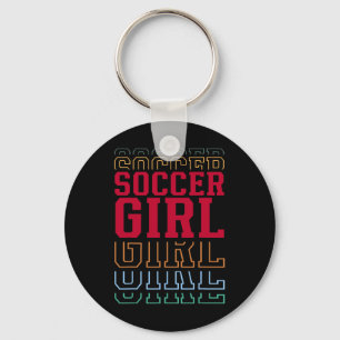 Soccer Girl Funny Layered Text Daughter Youth Kids Keychain