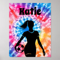 Soccer Girl Personalized Tie-Dye Rainbow Aquarelle