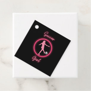 Soccer Girl Pink Glow Favour Tags