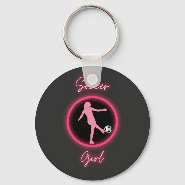 Soccer Girl Pink Glow  Keychain (Front)