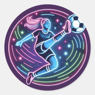 Soccer girl player classic round sticker