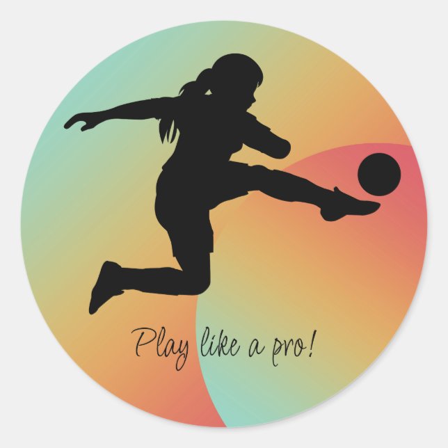 Soccer Girl Player Football Team Classic Round Sticker (Front)