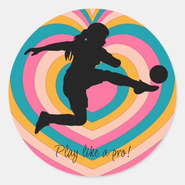 Soccer Girl Player Football Team Classic Round Sticker (Front)