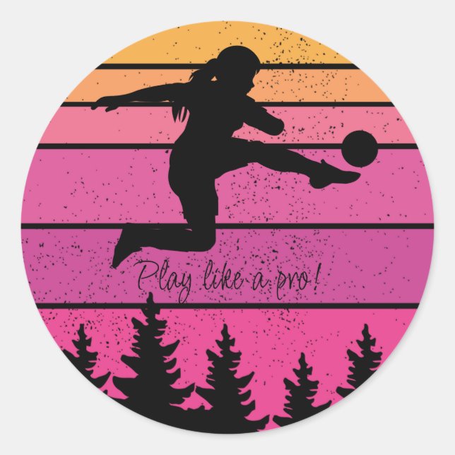 Soccer Girl Player Football Team Classic Round Sticker (Front)
