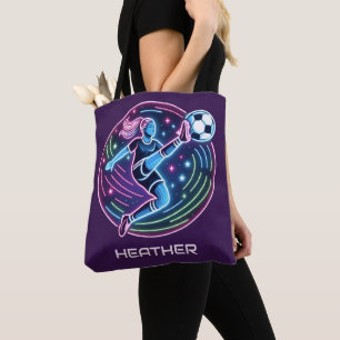 Soccer girl player tote bag