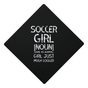 Soccer  girl white graduation cap topper