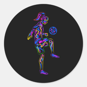 Soccer Girl Youth Women Players Classic Round Sticker