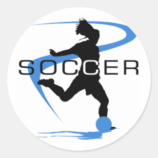 Soccer - Girls - Blue Classic Round Sticker