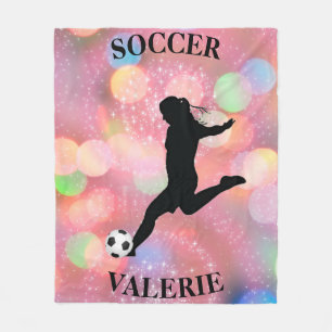 Soccer Girls Fleece Blanket w/ Personalized Name