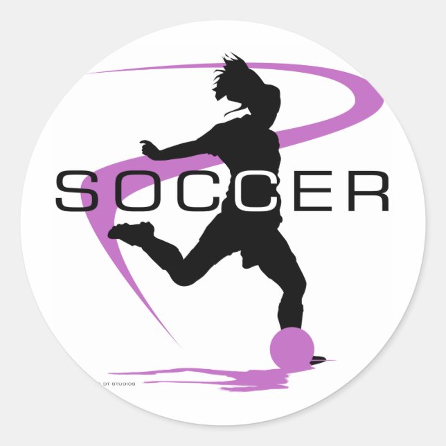 Soccer - Girls - Pink Classic Round Sticker (Front)