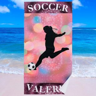 Soccer Girls Plum Sparkle Colour Blast  Beach Towel