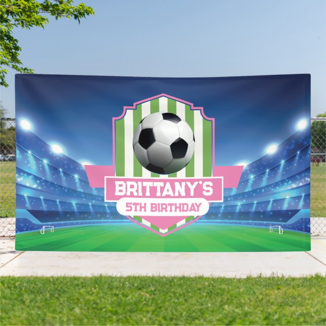 Soccer Girly Birthday banner backdrop  (Outside)