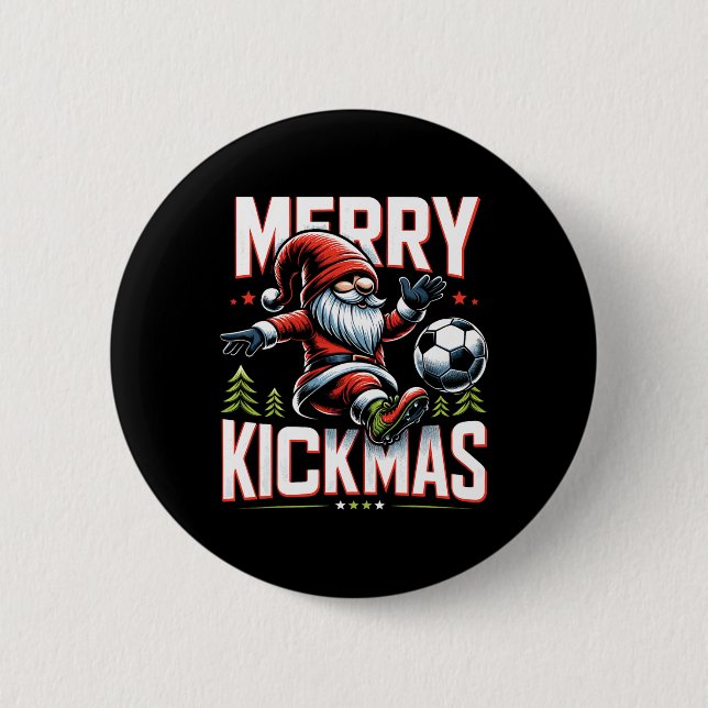 Soccer Gnome Merry Kickmas  2 Inch Round Button (Front)