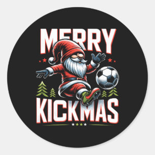 Soccer Gnome Merry Kickmas  Classic Round Sticker