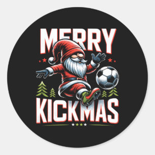 Soccer Gnome Merry Kickmas Classic Round Sticker
