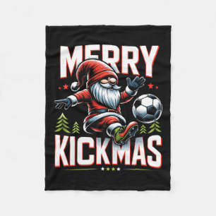 Soccer Gnome Merry Kickmas  Fleece Blanket