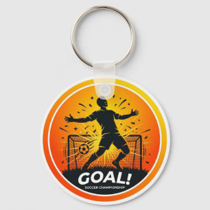 Soccer Goal Celebration Stadium Scene Keychain