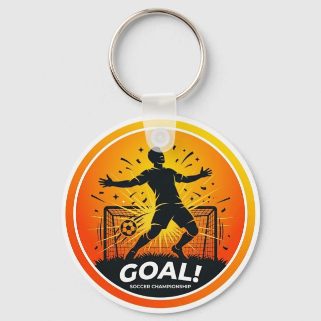 Soccer Goal Celebration Stadium Scene Keychain (Front)