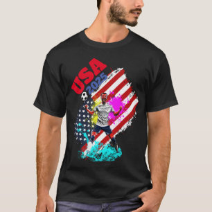 Soccer Goal Celebration USA Flag Art 2025 T-Shirt