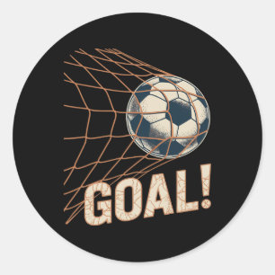 Soccer Goal Celebration Vintage Soccer Byll In Net Classic Round Sticker