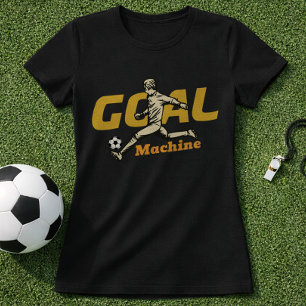 Soccer Goal Machine Vintage Player Illustration T-Shirt