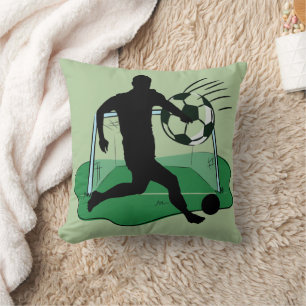 Soccer Goal Scorer Silhouette  Throw Pillow