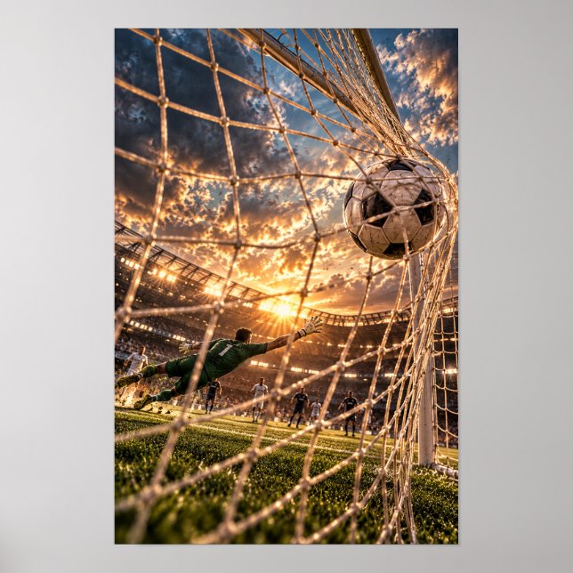 Soccer Goal Wall Art – Dramatic Sunset Stadium Foo (Front)