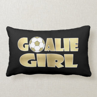 Soccer Goalie Girl Gold Lumbar Pillow