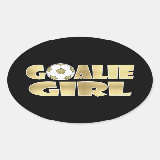 Soccer Goalie Girl Gold Oval Sticker