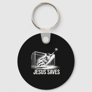 Soccer Goalie Goalkeeper Jesus Saves Christian Soc Keychain