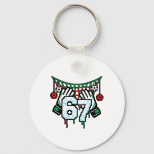 Soccer Goalie Net 67 Sports Pixel Dripping Funny  Keychain