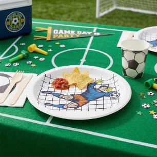 Soccer Goalkeeper Diving Save Paper Plate