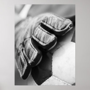 Soccer Goalkeeper Gloves Black Minimalist Photo Poster