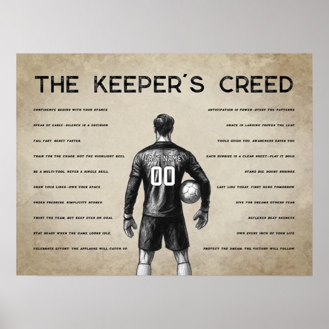 Soccer Goalkeeper Personalized Keeper's Creed Poster (Front)