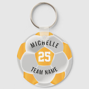Soccer  - Golden Yellow and White Keychain