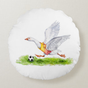 Soccer Goose Round Pillow