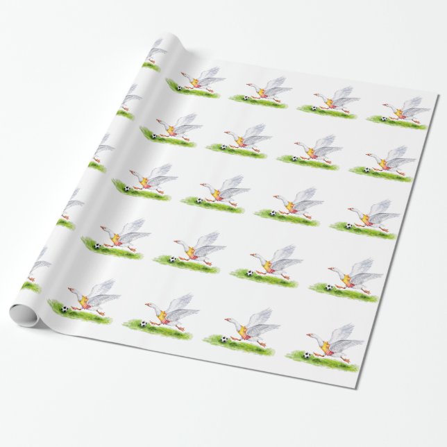 Soccer Goose Wrapping Paper (Unrolled)