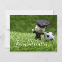 Soccer  Graduation with Congratulations with ball 